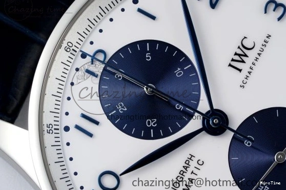 MIROTIME 0205 Portuguese Chrono IW371620 APSF 1:1 Best Edition White Blue Dial on Blue Leather Strap A MultiPurpose 7039